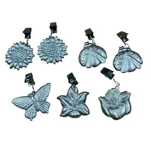 7 Solid Pewter Tablecloth Weights Clip-On Butterfly Flower Ladybug Tradewind Bay